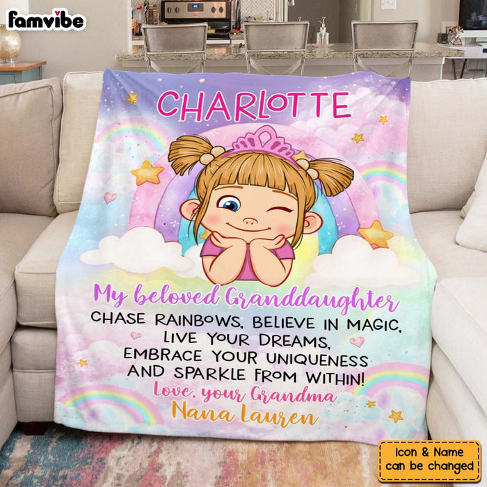 Personalized Gift For Granddaughter Rainbow Blanket 31344 1