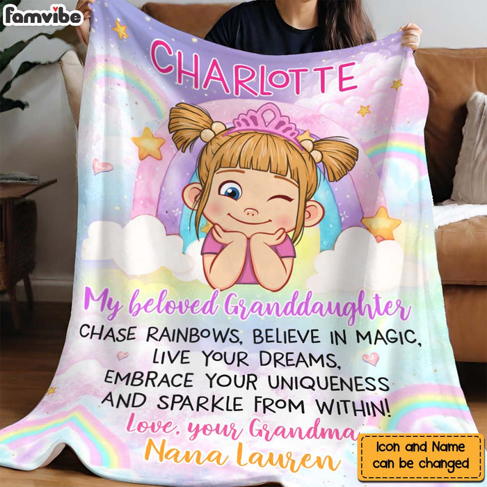 Personalized Gift For Granddaughter Rainbow Blanket 31344 1