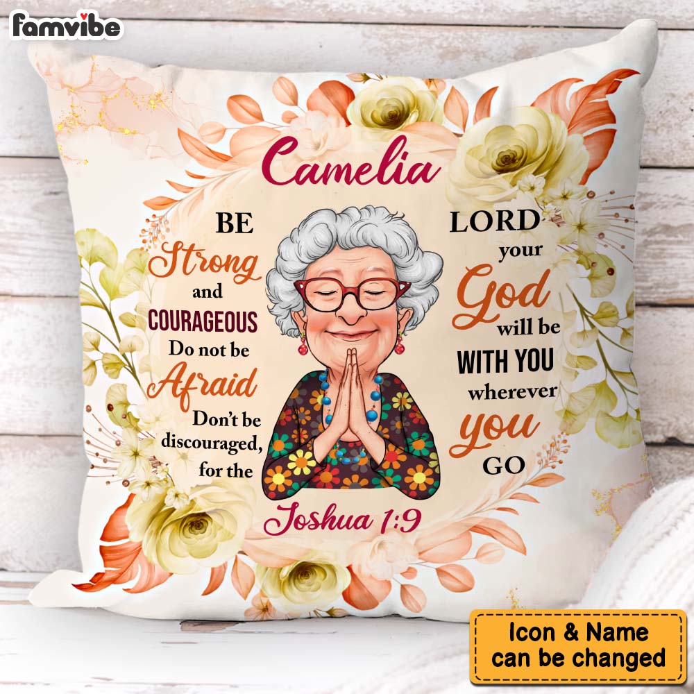 Personalized Gift For Grandma Be Strong God Pillow 31352 Primary Mockup