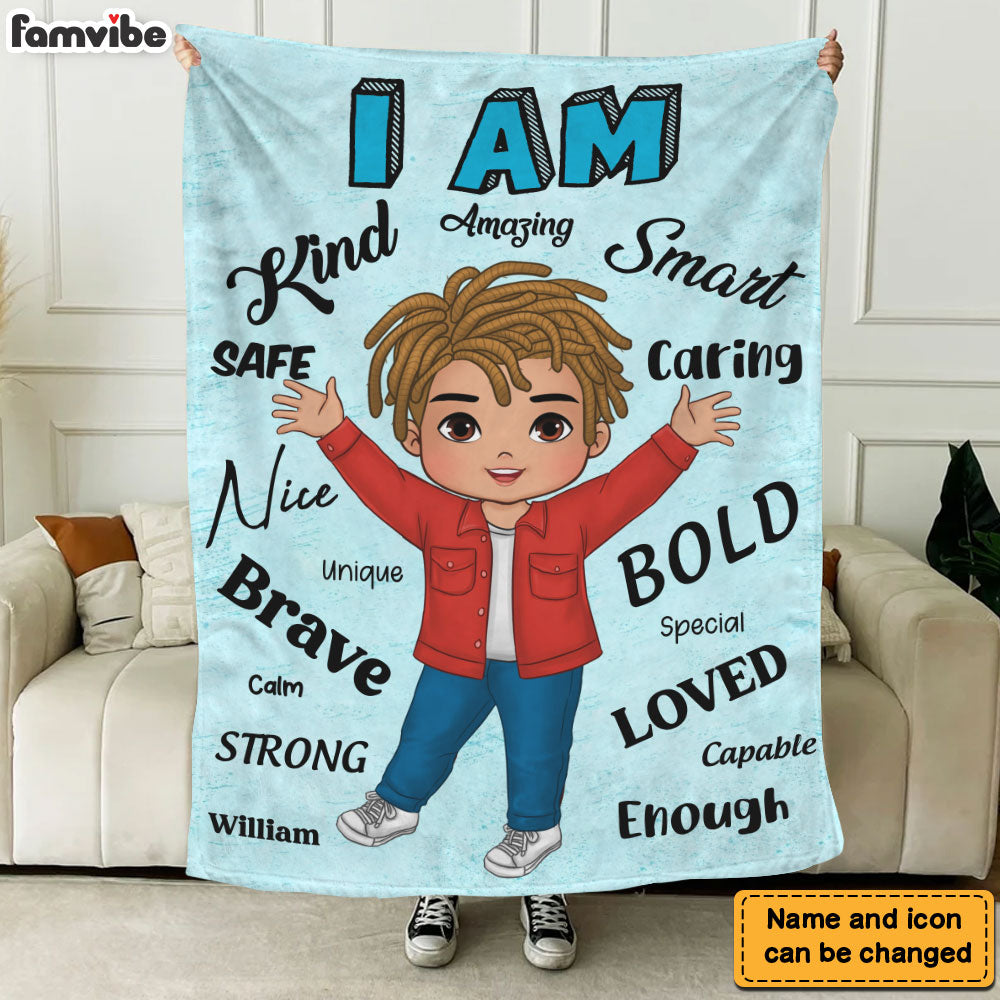 Personalized Inspiring Gift For Grandson I Am Kind Affirmation Blanket 31359 Primary Mockup