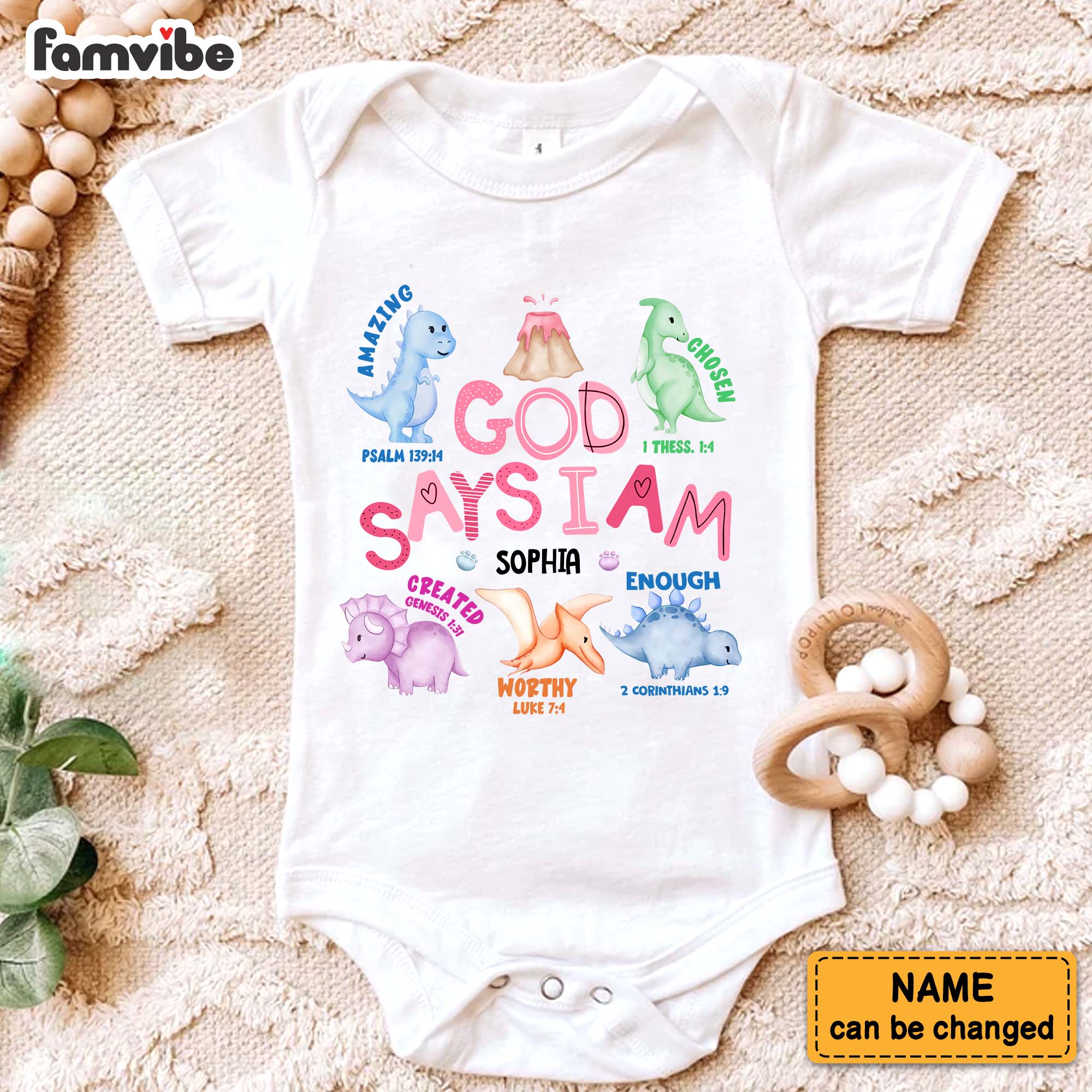 Personalized Gift For Baby Newborn God Says Dinosaur Baby Onesie 31375 Primary Mockup