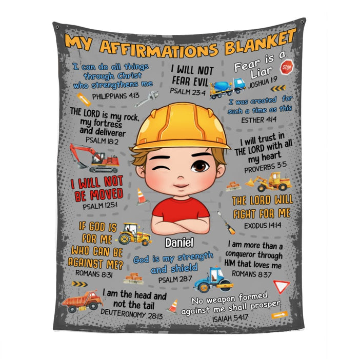Personalized Gift For Grandson Inspirational Affirmation Construction Blanket 31384 1