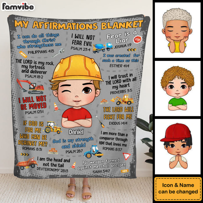 Personalized Gift For Grandson Inspirational Affirmation Construction Blanket 31384 1