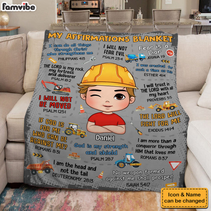 Personalized Gift For Grandson Inspirational Affirmation Construction Blanket 31384 1