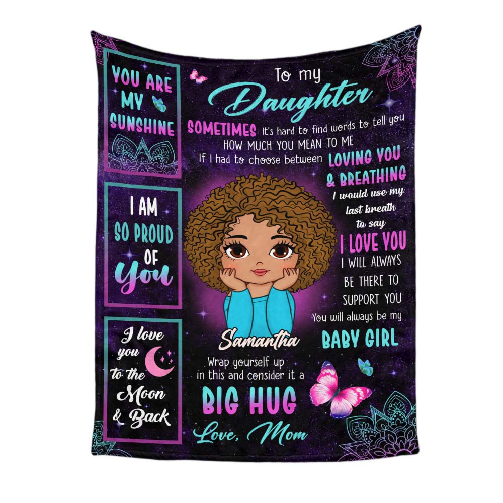 Personalized Gift For Daughter Purple Butterfly Blanket 31411 Primary Mockup