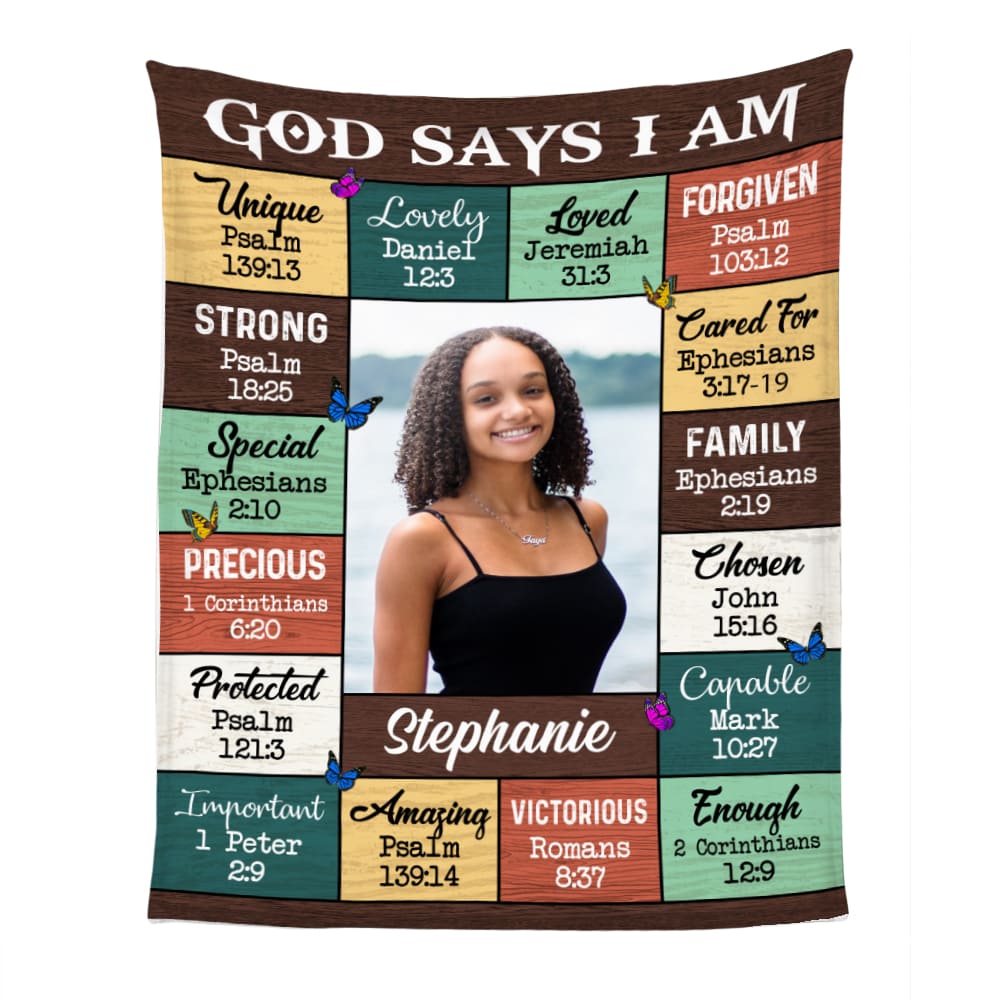 Personalized Gift For Daughter God Says I Am Photo Custom Blanket 31440 Primary Mockup