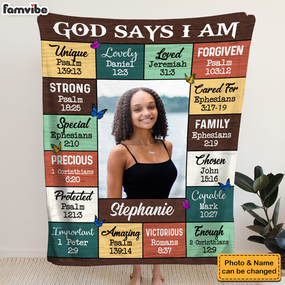 Personalized Gift For Daughter God Says I Am Photo Custom Blanket 31440 Primary Mockup