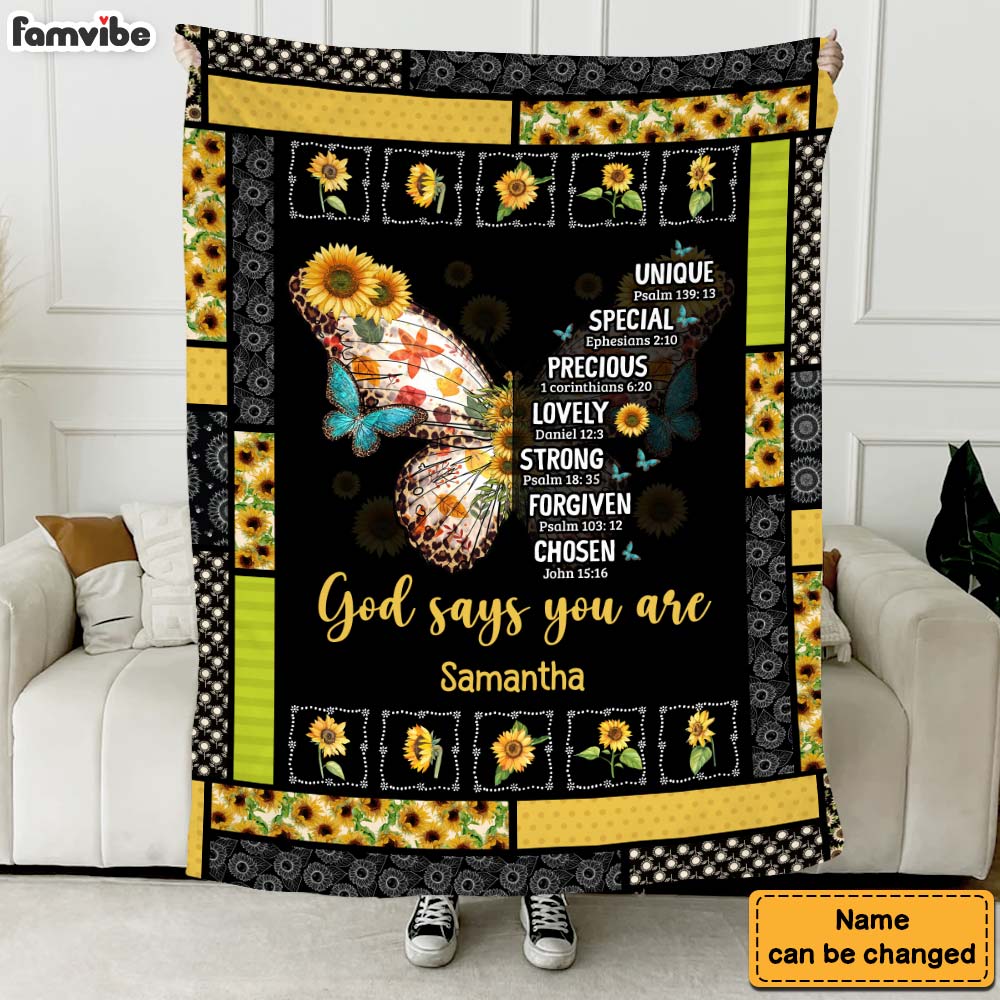 Personalized Gift For Daughter Inspirational Butterfly Christian Bible Verse Blanket 31450 Primary Mockup
