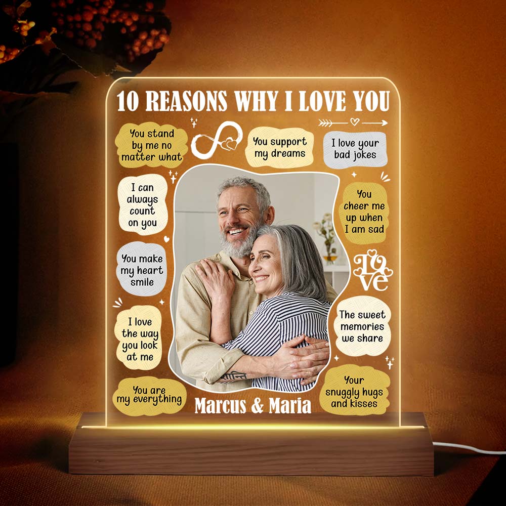 Personalized Couple Gift Reasons I Love You Plaque LED Lamp Night Light  31459 Primary Mockup