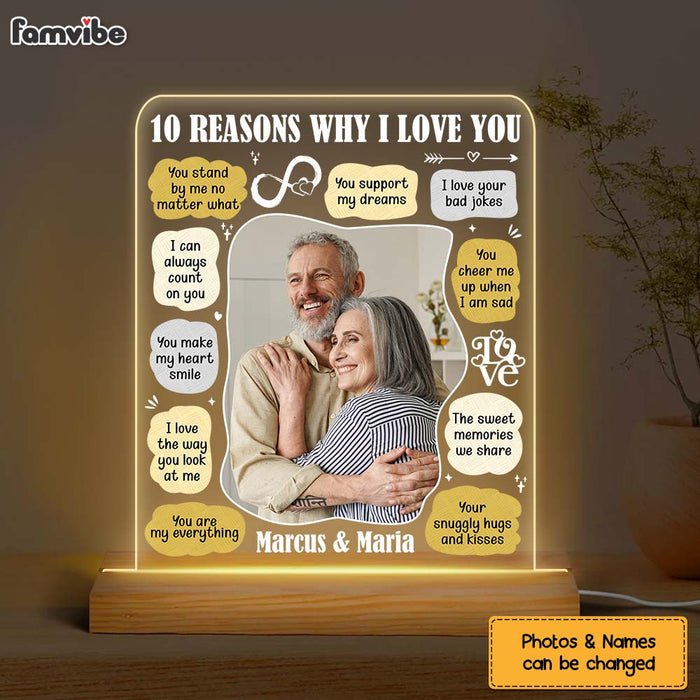 Personalized Couple Gift Reasons I Love You Plaque LED Lamp Night Light  31459 1