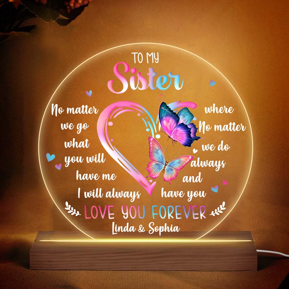 Personalized Gifts For Friends Sisters Butterfly Plaque LED Lamp Night Light 31478 Primary Mockup
