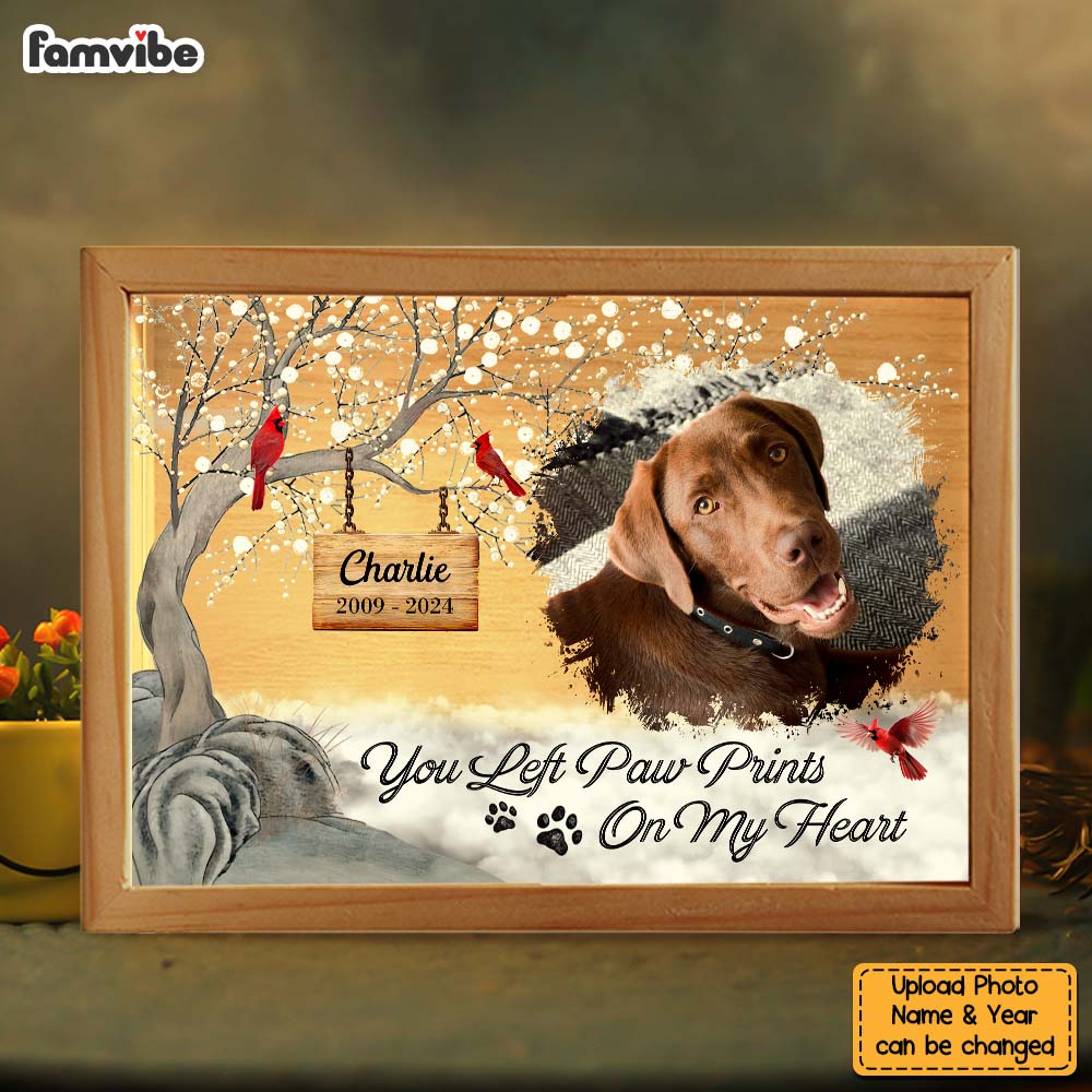 Personalized Gift For Dog Lovers You Left Paw Prints On My Heart Picture Frame Light Box 31486 Primary Mockup