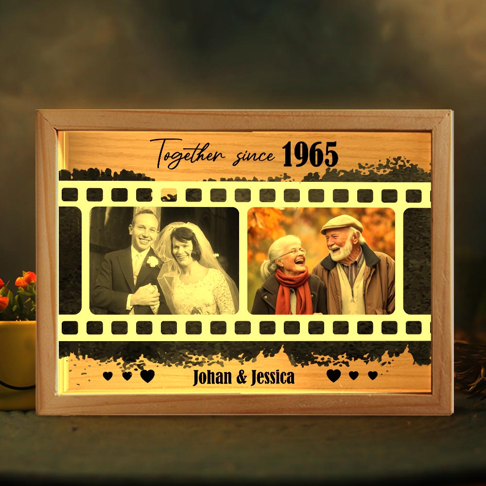 Personalized Couples Gift Upload Photo Together  Since Picture Frame Light Box 31492 Primary Mockup