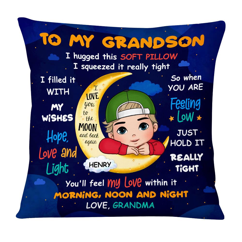 Personalized Gift For Grandson Love You To The Moon And Back Pillow 31495 Primary Mockup