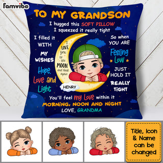 Personalized Gift For Grandson Love You To The Moon And Back Pillow 31495 Primary Mockup
