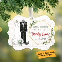 Personalized Our First Christmas Married MDF Ornament NB41 29O58 thumb 1