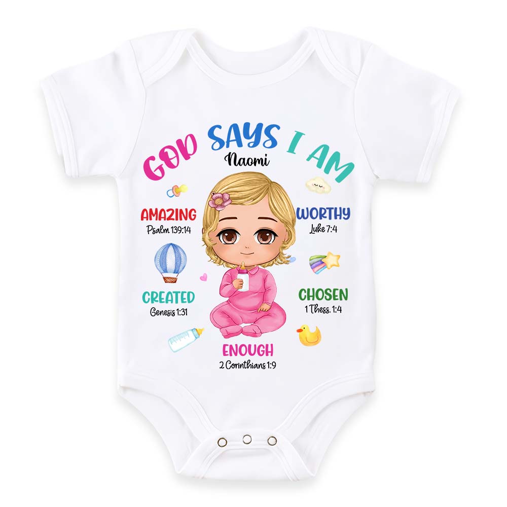 Personalized Gift For Baby God Says I Am Baby Onesie 31524 Primary Mockup