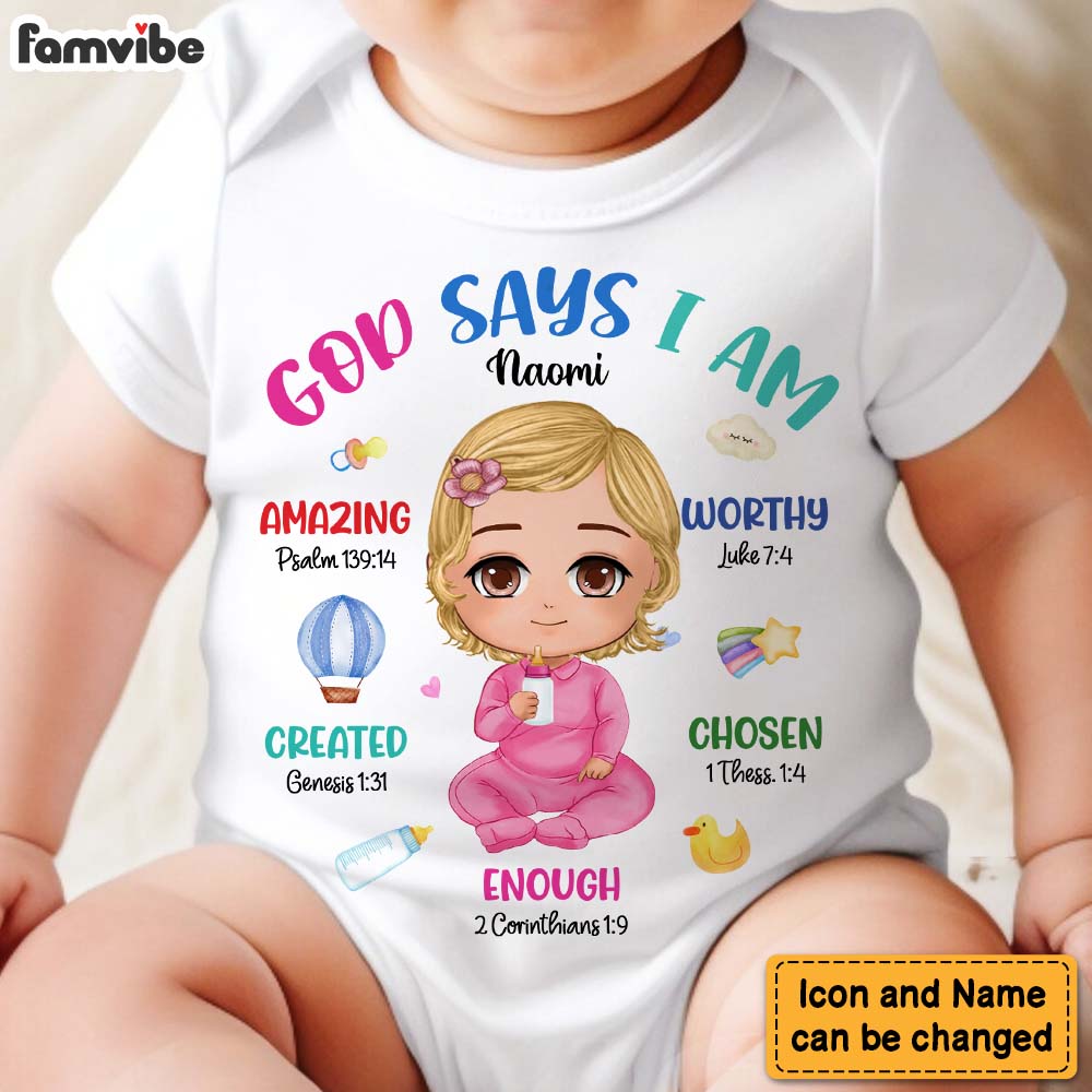 Personalized Gift For Baby God Says I Am Baby Onesie 31524 Primary Mockup