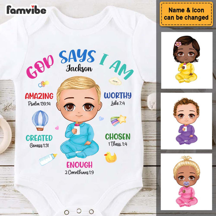 Personalized Gift For Baby God Says I Am Baby Onesie 31524 1