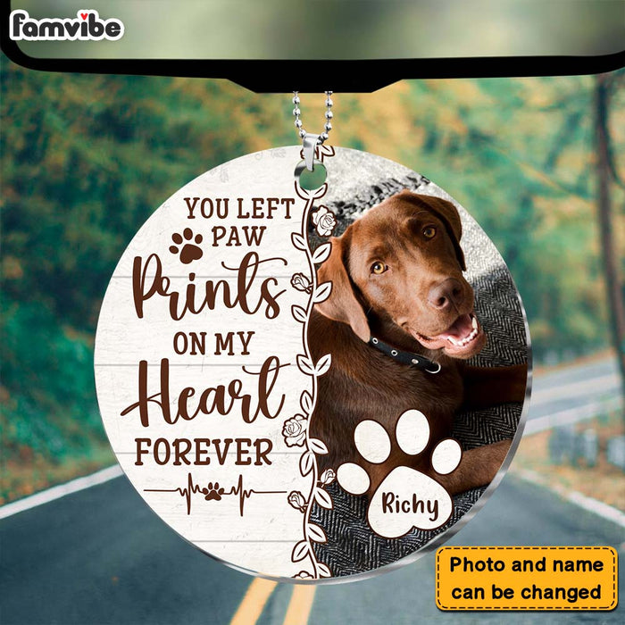 Personalized Gift For Dog Lovers You Left Paw Prints On My Heart Forever Transparent Acrylic Car Ornament 31555 1