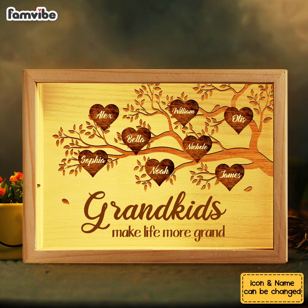 Personalized Gift For Grandma Grandkids Life Grand Picture Frame Light Box 31564 Primary Mockup