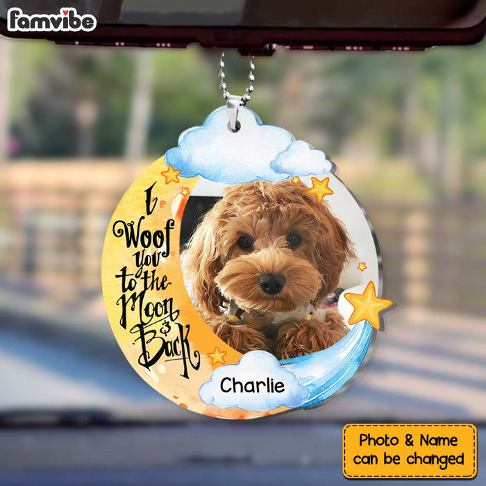 Personalized I Woof You To The Moon And Back Dog Lovers Transparent Acrylic Car Ornament 31580 1