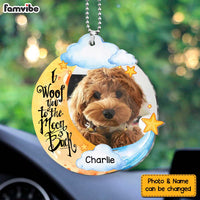 Personalized I Woof You To The Moon And Back Dog Lovers Transparent Acrylic Car Ornament 31580 thumb 1