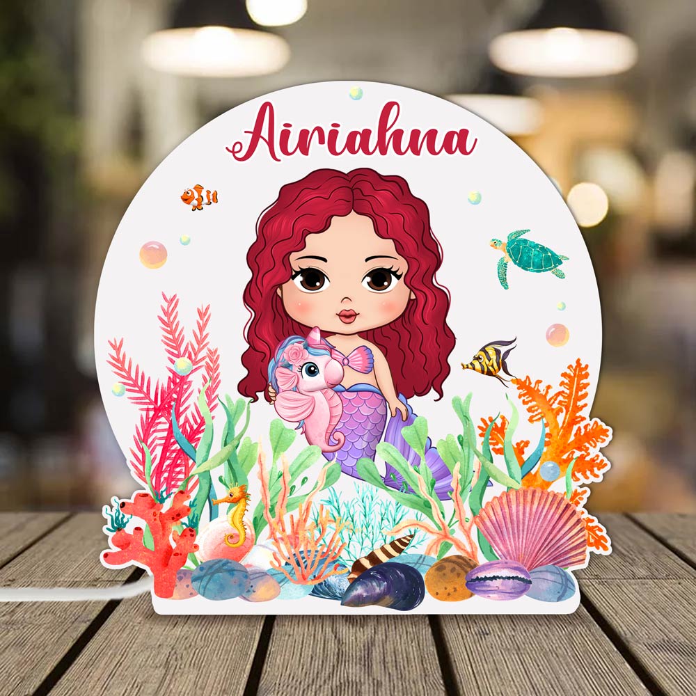 Personalized Gift For Granddaughter Mermaid Custom Shape Photo Light Box 31585 Primary Mockup