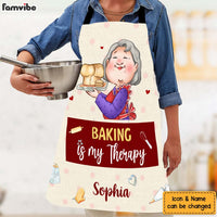 Personalized Gift For Grandma Baking Is My Therapy Apron With Pocket 31589 thumb 1