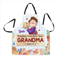 Personalized Gift For Grandma Baking Everything Tastes Better Apron With Pocket 31590 thumb 1