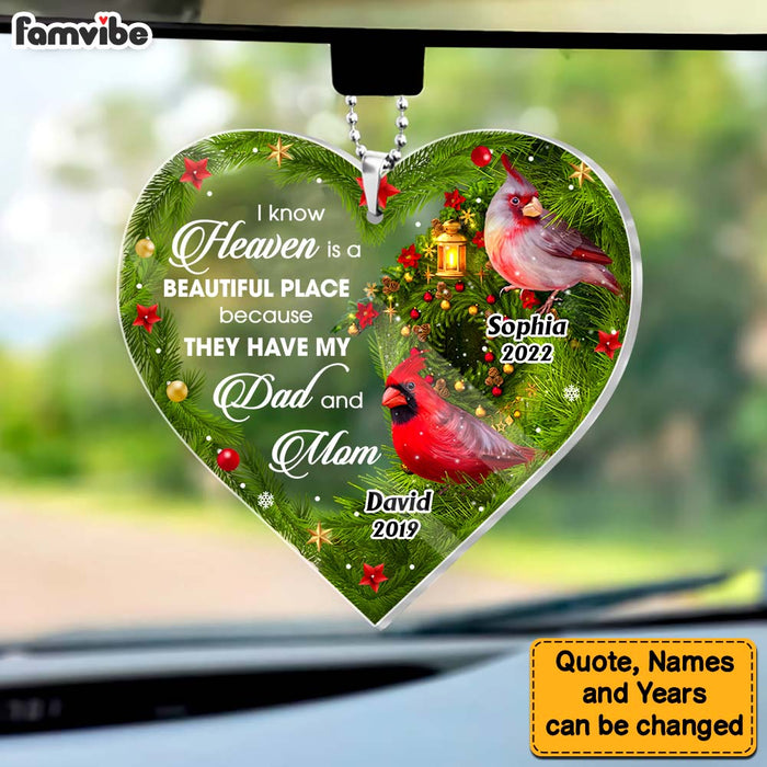 Personalized Gift Heaven Is A Beautiful Place Loss Of Mom Dad Memorial Transparent Acrylic Car Ornament 31597 1