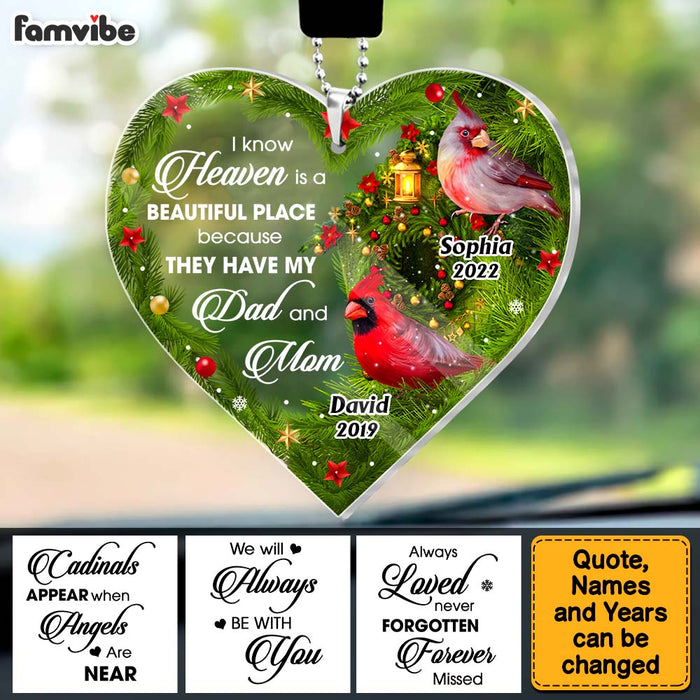 Personalized Gift Heaven Is A Beautiful Place Loss Of Mom Dad Memorial Transparent Acrylic Car Ornament 31597 1
