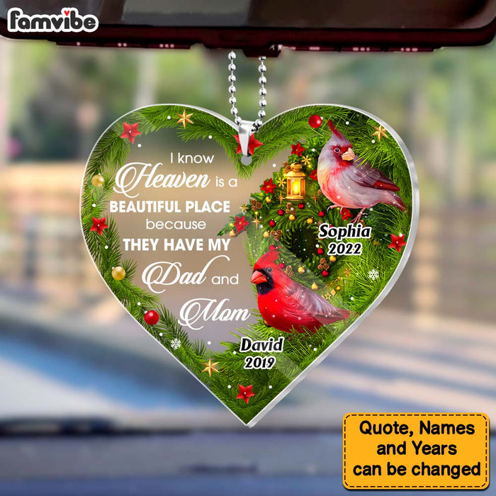 Personalized Gift Heaven Is A Beautiful Place Loss Of Mom Dad Memorial Transparent Acrylic Car Ornament 31597 1