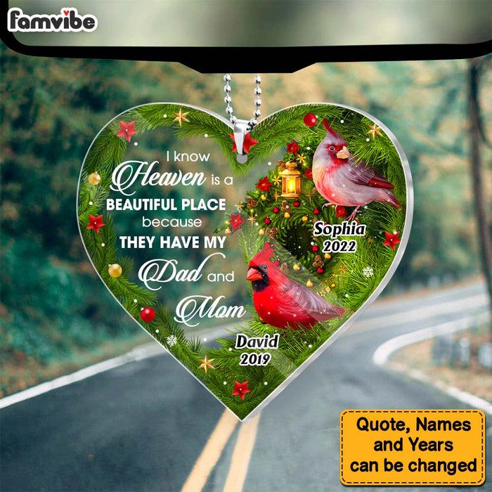 Personalized Gift Heaven Is A Beautiful Place Loss Of Mom Dad Memorial Transparent Acrylic Car Ornament 31597 1