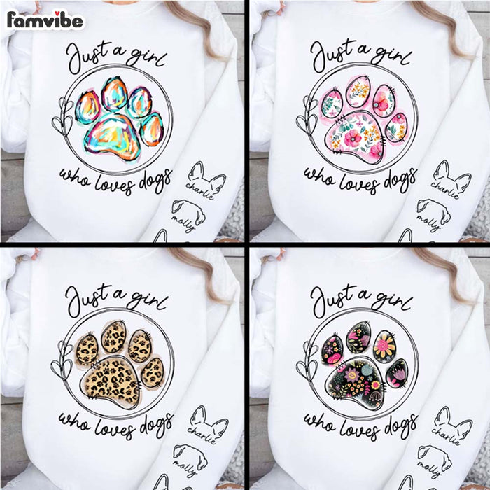 Personalized Gift For Dog Mom Just A Girl Who Loves Dogs Unisex Sleeve Printed Standard Sweatshirt 31615 1