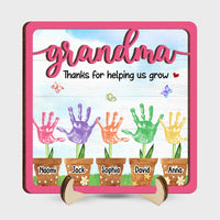 Personalized Gift For Grandma Thanks For Helping Us Grow 2 Layered Wooden Plaque 31616 thumb 1