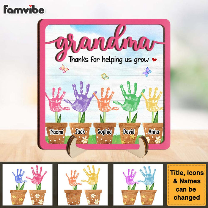 Personalized Gift For Grandma Thanks For Helping Us Grow 2 Layered Wooden Plaque 31616 1