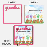 Personalized Gift For Grandma Thanks For Helping Us Grow 2 Layered Wooden Plaque 31616 thumb 1