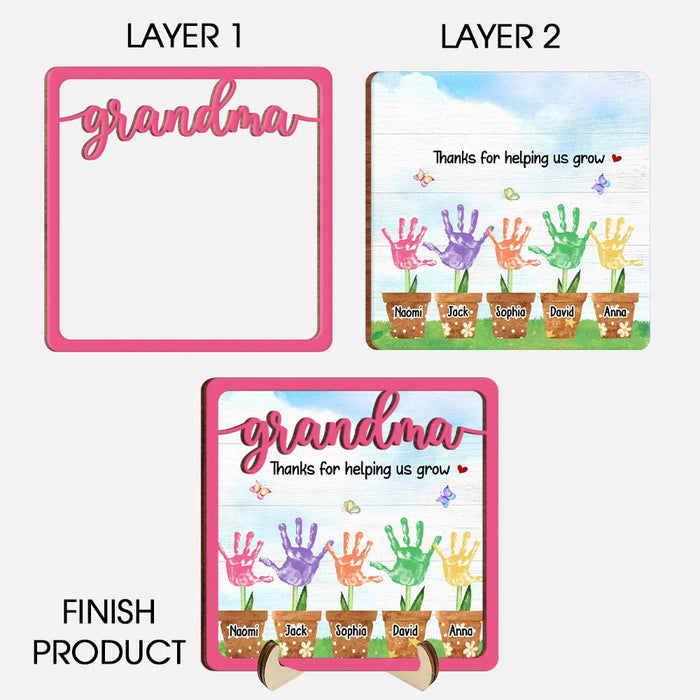 Personalized Gift For Grandma Thanks For Helping Us Grow 2 Layered Wooden Plaque 31616 1