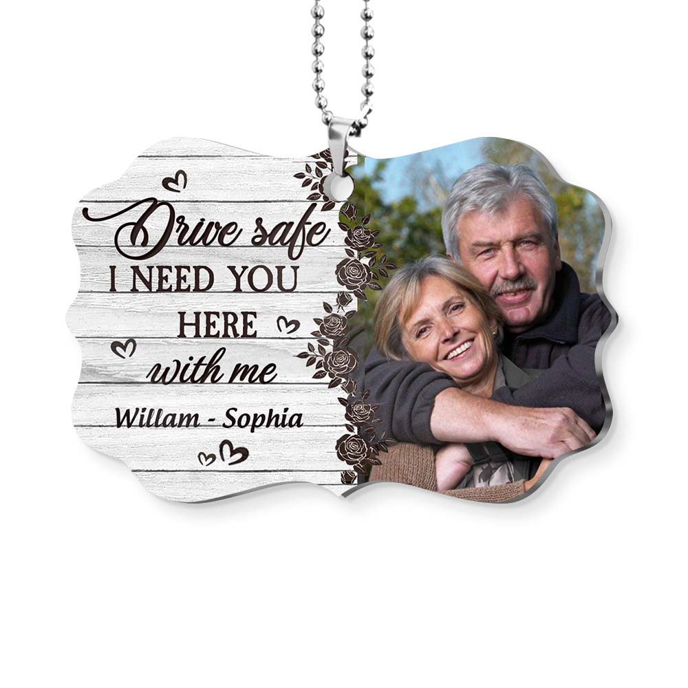 Personalized Gift For Couple Drive Safe Transparent Acrylic Car Ornament 31619 Primary Mockup