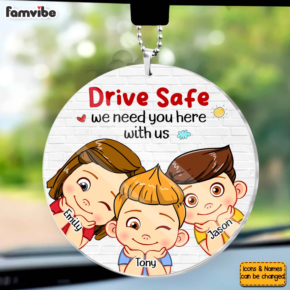 Personalized Gift For Grandpa Dad Drive Safe We Need You Transparent Acrylic Car Ornament 31626 Primary Mockup