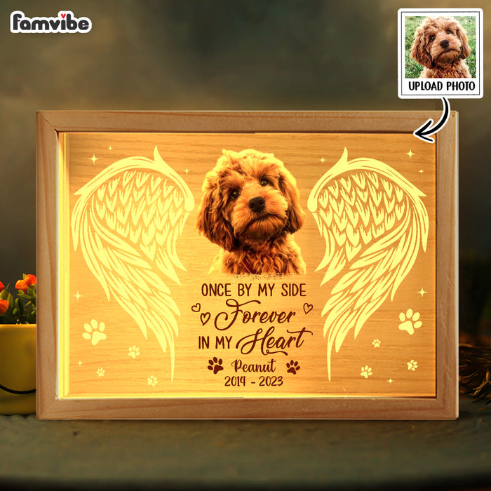 Personalized Dog Memorial Photo Once By My Side Forever In My Heart Picture Frame Light Box 31631 1