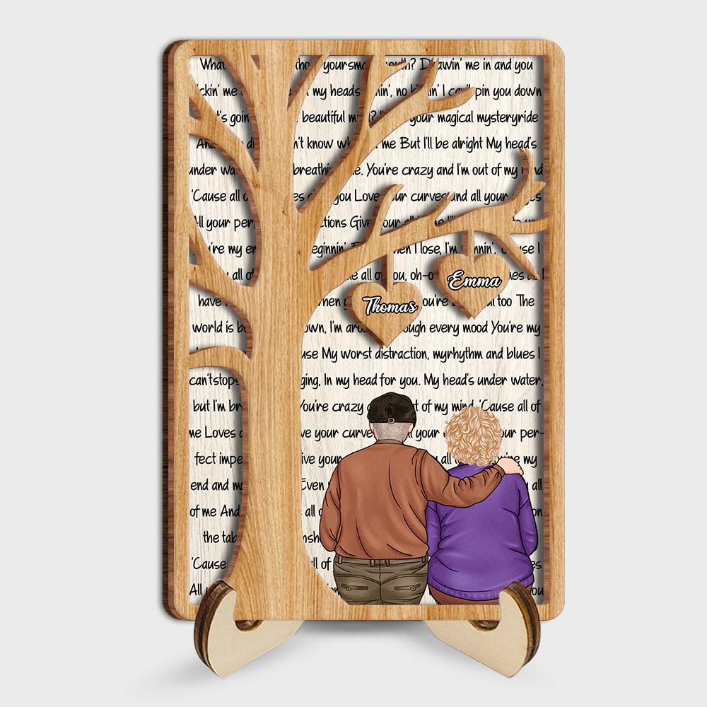 Personalized Gift For Couple Anniversary Poem  Song All Of Me 2 Layered Wooden Plaque Primary Mockup
