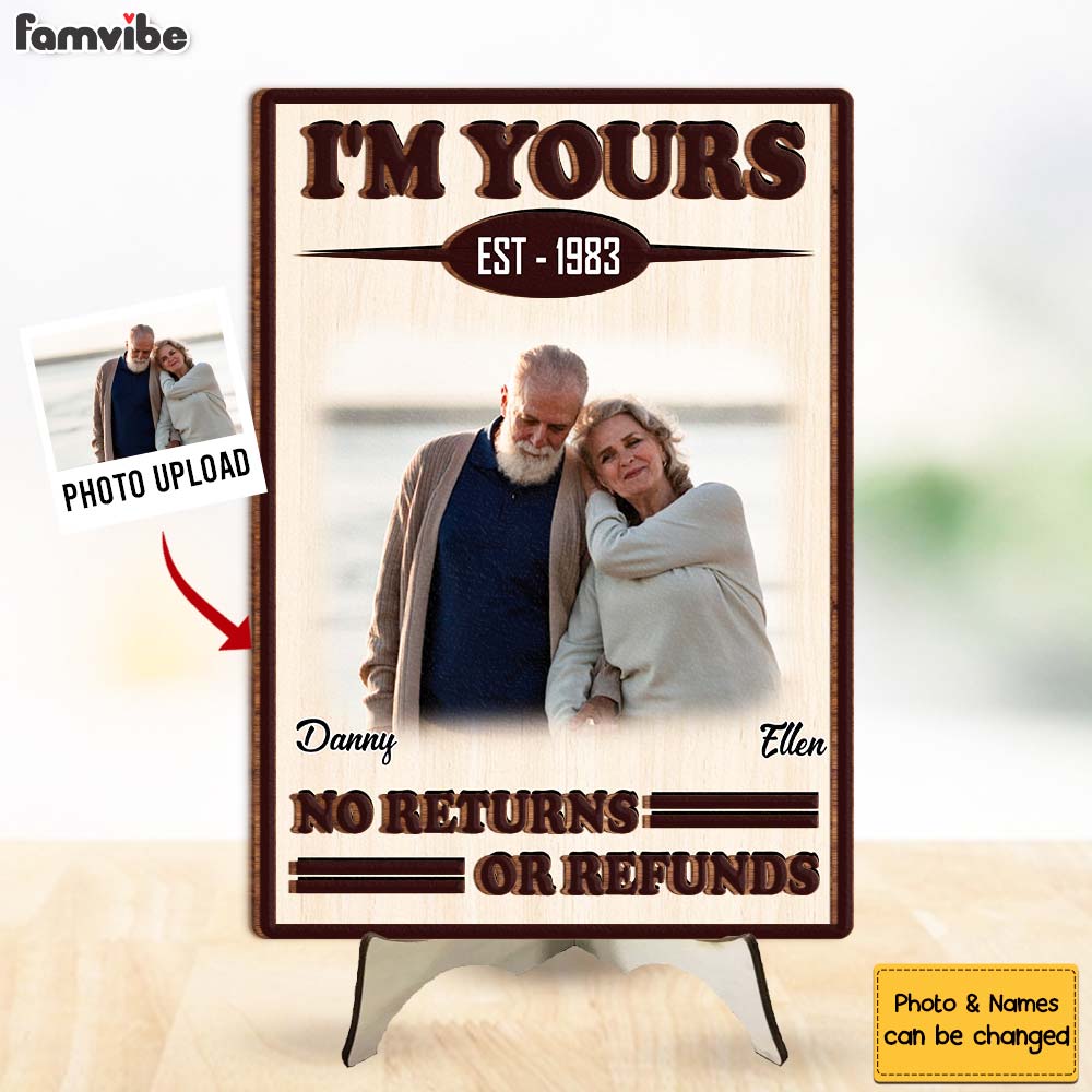 Personalized Gift For Couple I'm Your No Returns Or Refunds 2 Layered Separate Wooden Plaque 31674 Primary Mockup