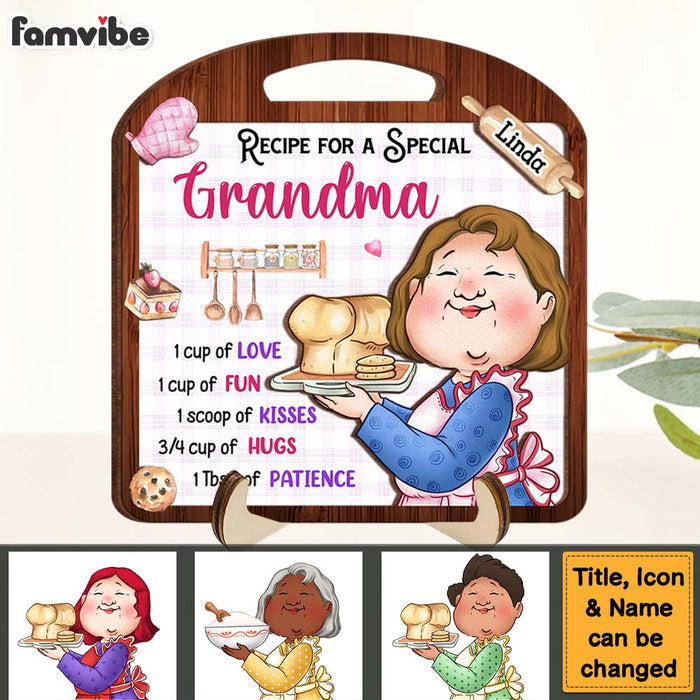 Personalized Gift Recipe For A Grandma Baking 2 Layered Wooden Plaque 31677 1