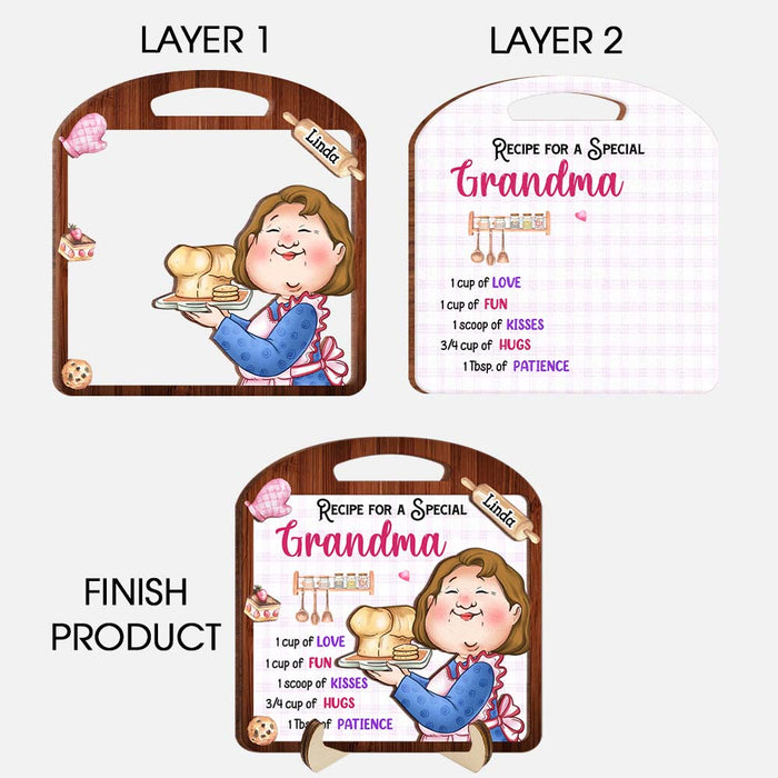 Personalized Gift Recipe For A Grandma Baking 2 Layered Wooden Plaque 31677 1
