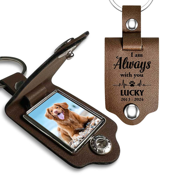 Personalized Pet Memorial Gift I Am Always With You Leather Photo Keychain 31687 1