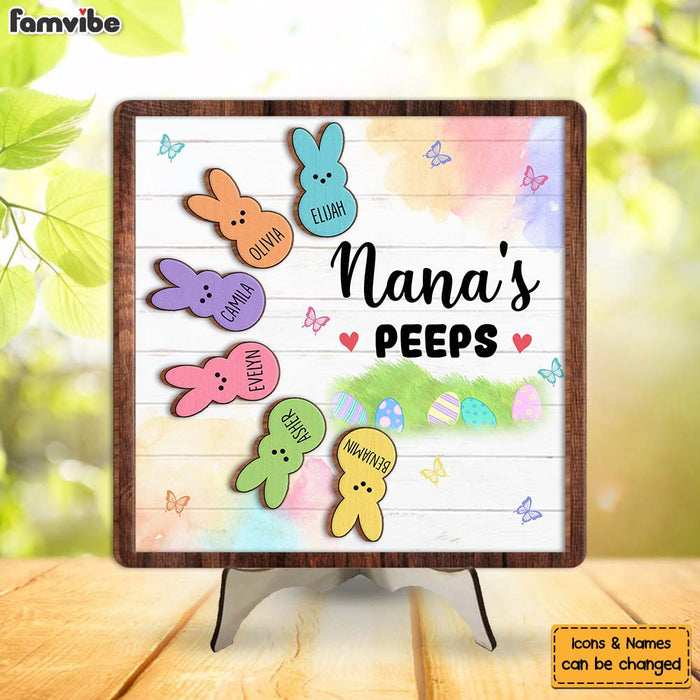 Personalized Gift For Grandma Easter Nana's Peep 2 Layered Separate Wooden Plaque 31692 1