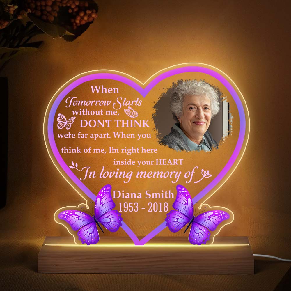 Personalized Memorial Photo I'm Right Here Inside Your Heart Plaque LED Lamp Night Light 31703 Primary Mockup