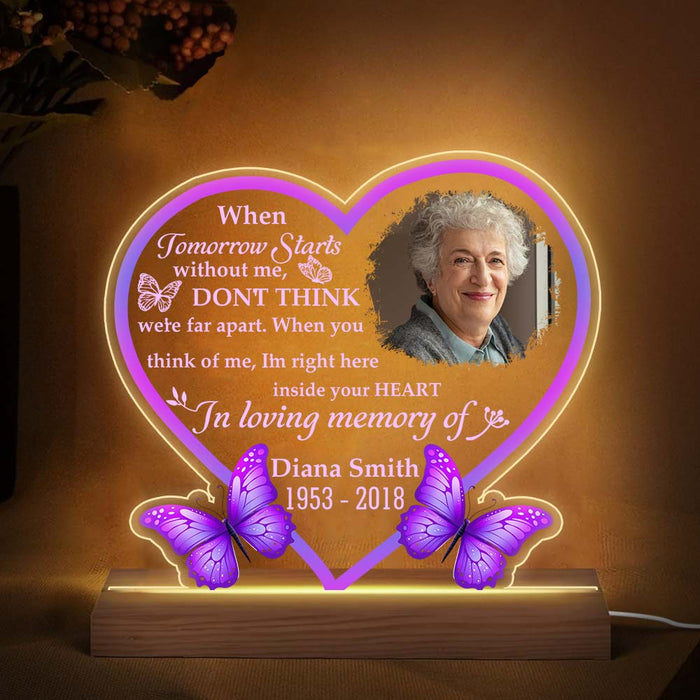 Personalized Memorial Photo I'm Right Here Inside Your Heart Plaque LED Lamp Night Light 31703 1